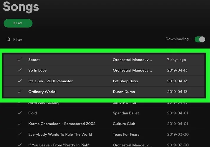 select more spotify songs