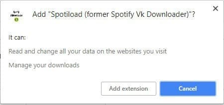 spotiload chrome confirmation