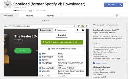 spotiload in chrome store