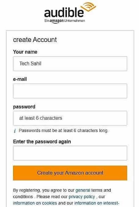 login into audible account