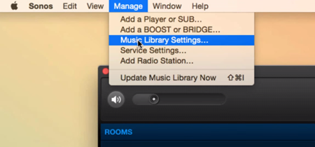 sonos manage menu