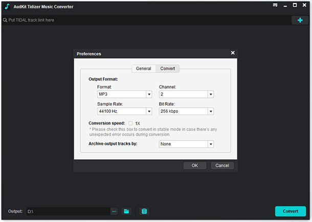 reset tidal output properties