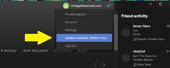 update spotify and restart spotify