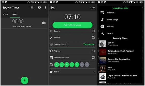 use spotify as alarm by spoton clock
