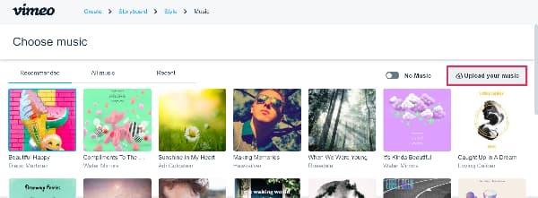 upload your music on vimeo create