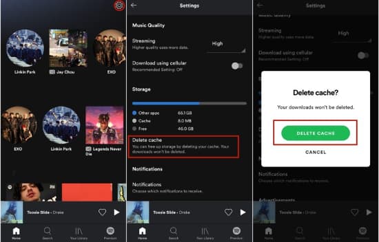 delete spotify cache