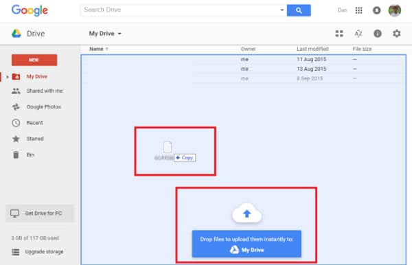 how to save audible files to google drive by dropping