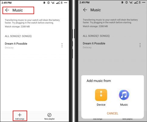 add spotify to huawei watch gt 2 by health app