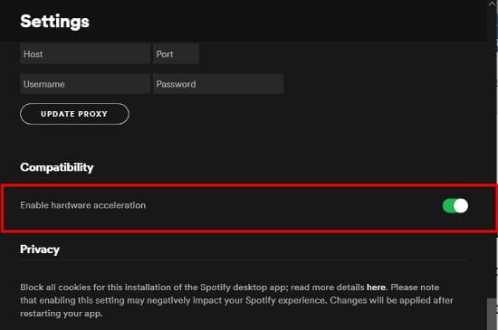 disable spotify hardware acceleration