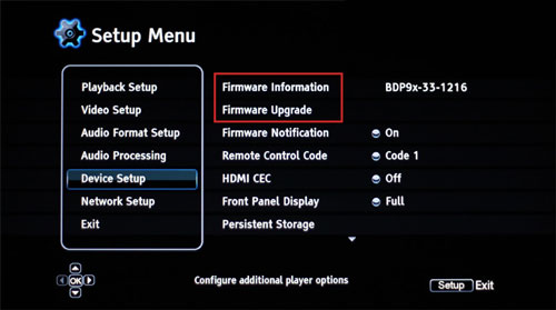upgrade oppo blu ray player firmware