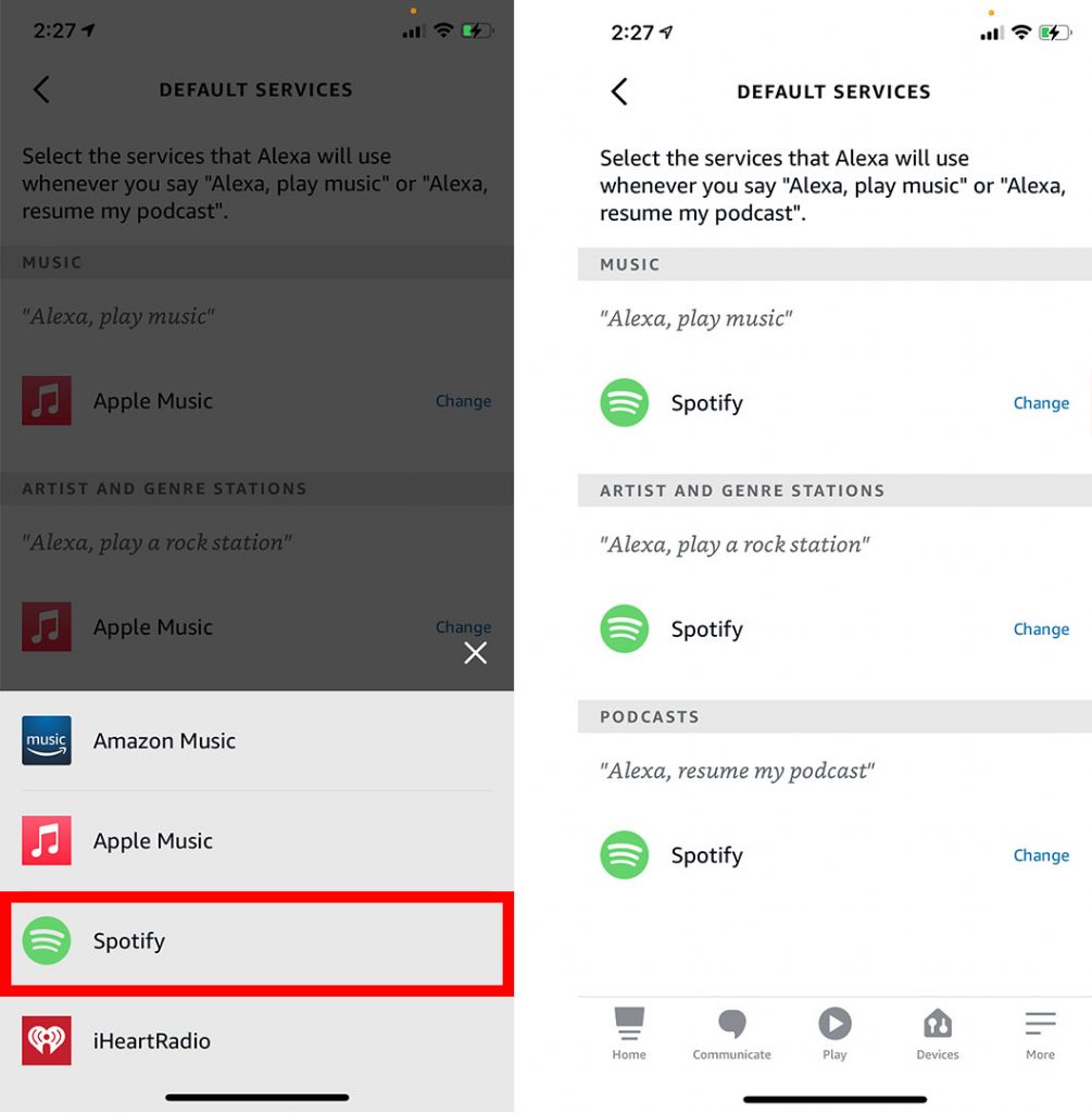 select spotify as the default music player