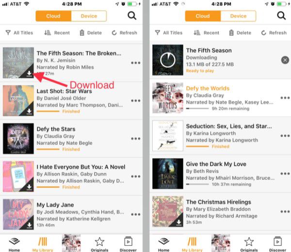 redownload audible books