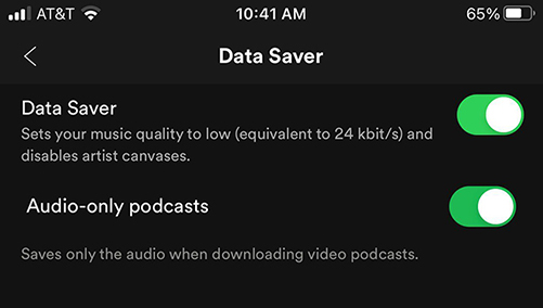 reduce spotify data usage by data saver