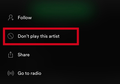 how to dislike an artist on spotify
