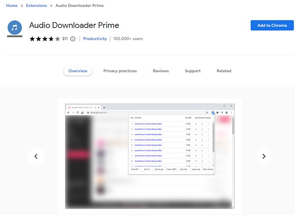 audio downloader prime chrome extension