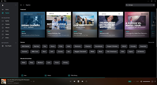 tidal music app interface