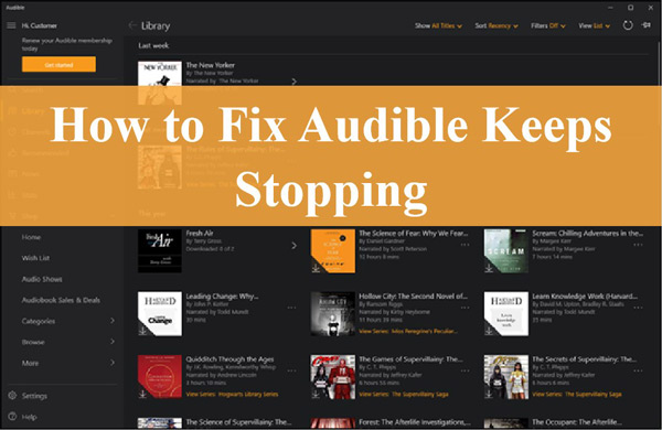 audible keeps stopping