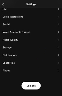 log out spotify for ipad