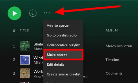 make playlist secret to hide friend activity on spotify