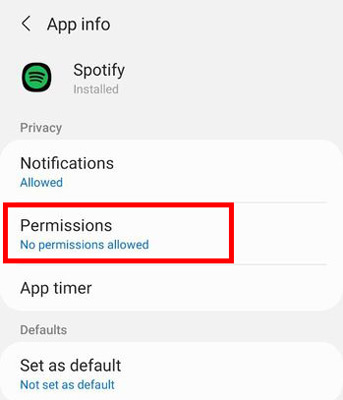 give spotify app permissions to play