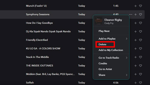 how to delete songs from a playlist on tidal desktop