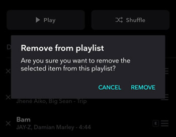 delete song from playlist tidal mobile