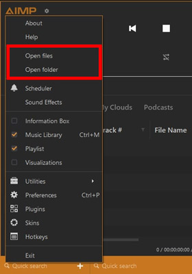 play spotify on aimp by opening files or folder
