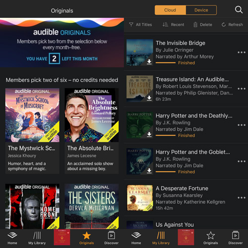 how to download audible originals on its app