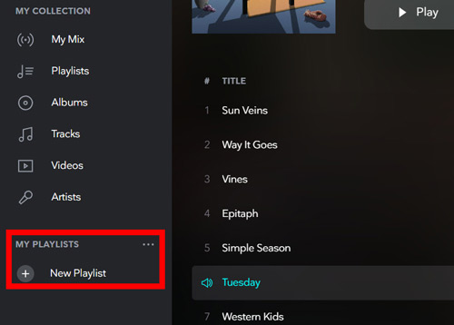 create a playlist on tidal desktop