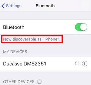 make sure device discoverable on bluetooth
