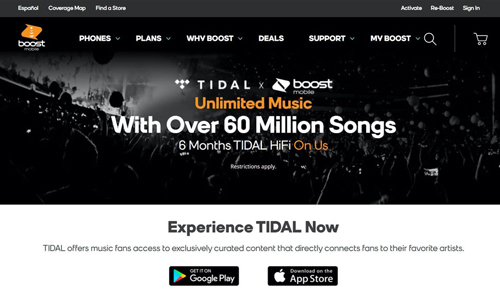 tidal 6 months free boost mobile