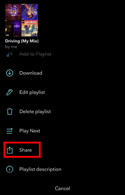 share playlist tidal mobile