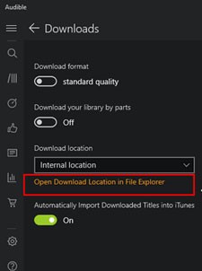 where are audible files stored on windows desktop app