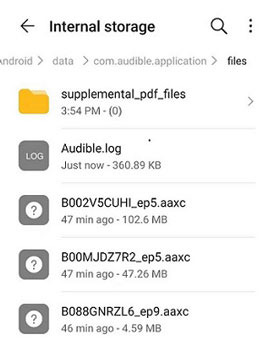 where are audible books stored on android