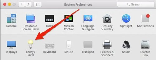 tap on energy saver on mac