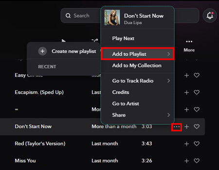 add songs to tidal playlists
