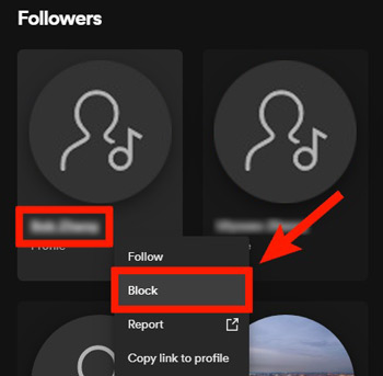 how to block someone from following you on spotify