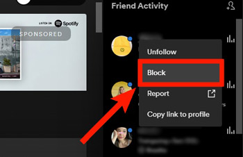 how to block someone on spotify friend activity