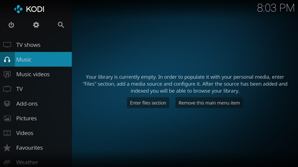 kodi menu