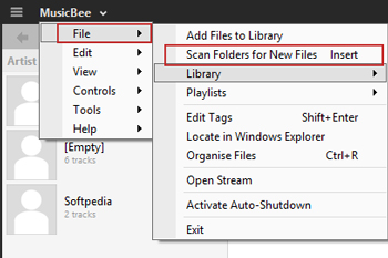 musicbee scan folders for new files