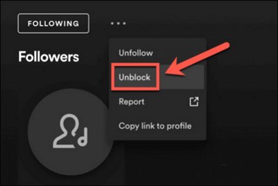 how to unblock someone on spotify app