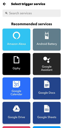 select trigger service on ifttt