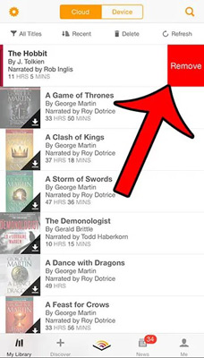 remove audible books from ipad