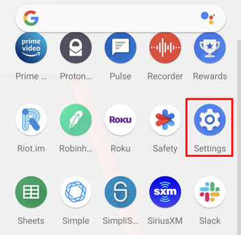 settings app on android