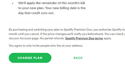 change spotify plan