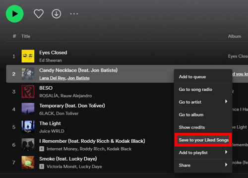 add new music friday songs to liked songs
