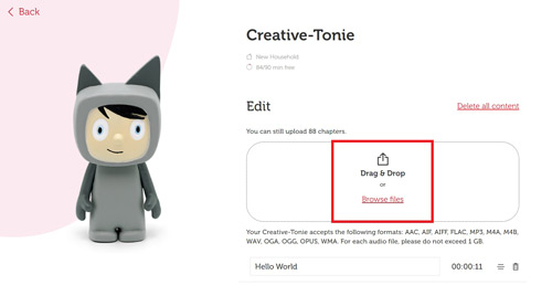 add spotify to toniebox via tonies web