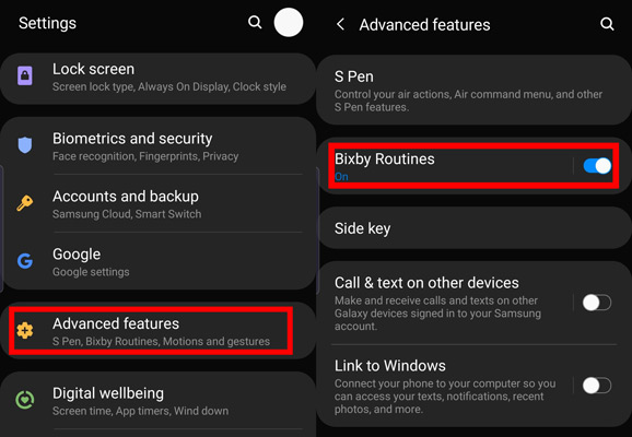 turn on bixby routines on phones