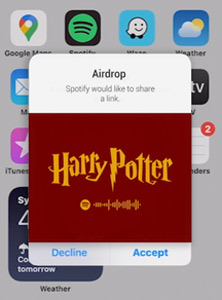 accept spotify playlist airdrop