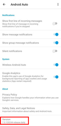 click version to fix audible not showing up on android auto